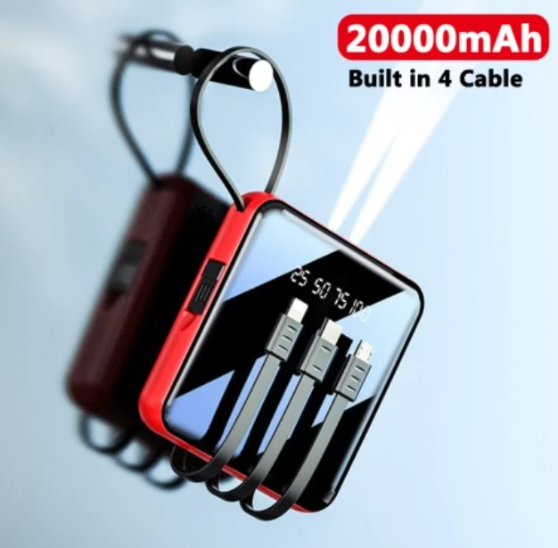 4 in 1 20000mAh Portable Power Bank for iOS/Micro/type-c/USB-A